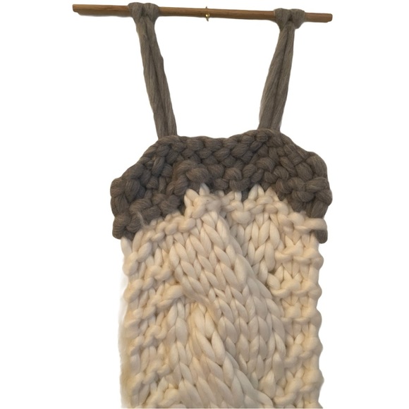 Boho braided wall tapestry gray and off white - Picture 4 of 8